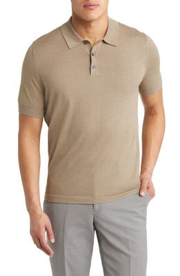 Nordstrom Fine Gauge Wool Blend Polo in Tan Desert