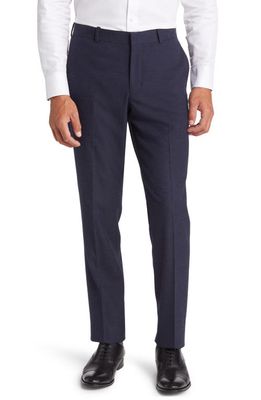 Nordstrom Flannel Trim Fit Trousers in Navy Heather
