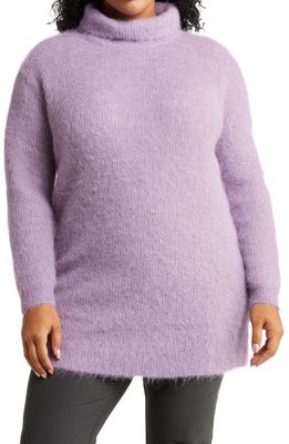 Nordstrom Fuzzy Alpaca Blend Turtleneck Tunic Sweater in Purple Wave