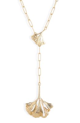 Nordstrom Ginkgo Leaf Y-Necklace in Gold