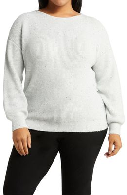 Nordstrom Glitter Sequin Rib Sweater in Ivory Cloud