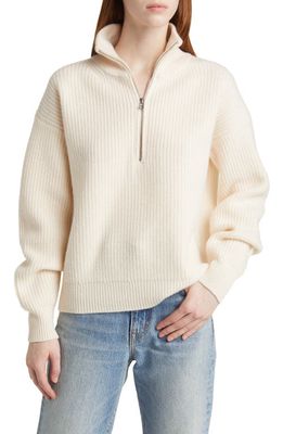 Nordstrom Half Zip Wool & Cashmere Sweater in Ivory Pristine