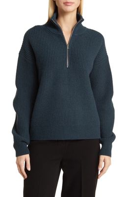 Nordstrom Half Zip Wool & Cashmere Sweater in Navy Blueberry