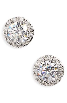 Nordstrom Halo Cubic Zirconia Stud Earrings in Platinum Plated Silver