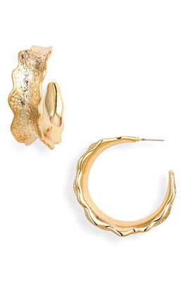 Nordstrom Hammered Wavy Hoop Earrings in Gold
