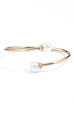 Nordstrom Imitation Pearl Cuff Bracelet in Clear- White- Gold