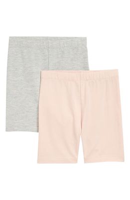 Nordstrom Kids' Assorted 2-Pack Everyday Bike Shorts in Grey Lt Heather- Pink Pack