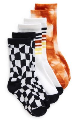 Nordstrom Kids' Assorted 3-Pack Crew Socks in Warped Check Pack