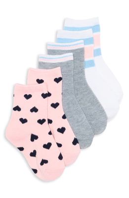 Nordstrom Kids' Assorted 3-Pack Quarter Socks in Hearts Stripes Pack