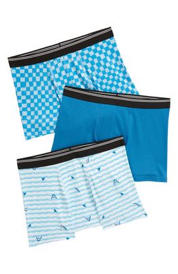 Nordstrom Kids' Assorted 3-Pack Stretch Cotton Boxer Briefs in Shark- Check Pack