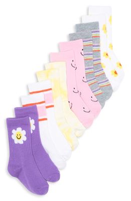 Nordstrom Kids' Assorted 6-Pack Crew Socks in Daisy Smiles Pack