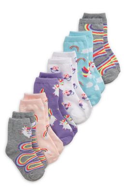 Nordstrom Kids' Assorted 6-Pack Quarter Socks in Silly Unicorn Pack