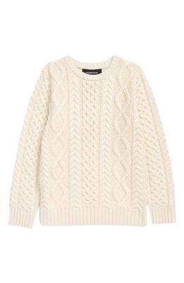 Nordstrom Kids' Cable Cotton Blend Sweater in Ivory Egret