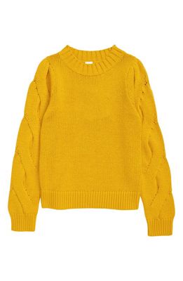 Nordstrom Kids' Cable Sleeve Sweater in Yellow Sulphur