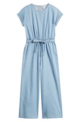 Nordstrom Kids' Chambray Belted Jumpsuit in Blue Water Wash