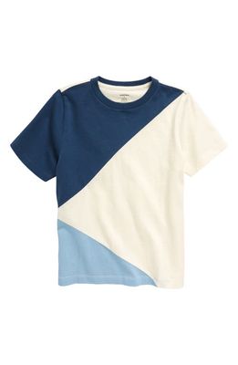 Nordstrom Kids' Colorblock Cotton T-Shirt in Navy Denim Triangle Block