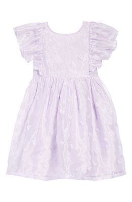 Nordstrom Kids' Embroidered Mesh Dress in Purple Secret Butterflies