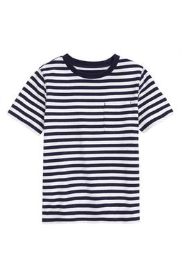 Nordstrom Kids' Everyday Cotton Pocket T-Shirt in Navy Peacoat- White Stripe