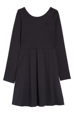 Nordstrom Kids' Everyday Long Sleeve Stretch Cotton Dress in Black