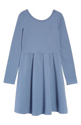 Nordstrom Kids' Everyday Long Sleeve Stretch Cotton Dress in Blue Del Mar