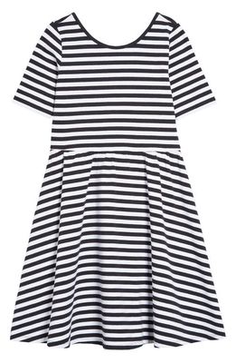 Nordstrom Kids' Everyday Stripe Short Sleeve Dress in Black- White Stripe