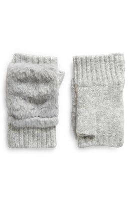 Nordstrom Kids' Faux Fur Knit Fingerless Gloves in Grey