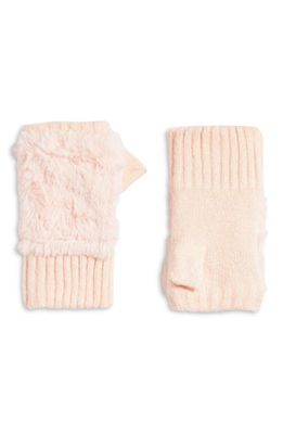 Nordstrom Kids' Faux Fur Knit Fingerless Gloves in Pink Rouge
