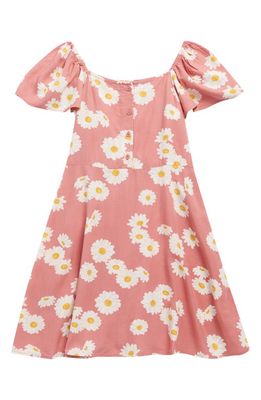 Nordstrom Kids' Flutter Sleeve Print Dress in Pink Compact Daisies