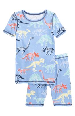Nordstrom Kids' Glow in the Dark Fitted Two-Piece Short Pajamas in Blue Frozen- Multi Dino Glow