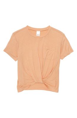 Nordstrom Kids' Knot Front T-Shirt in Coral Nougat
