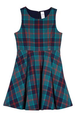Nordstrom Kids' Matching Family Moments Plaid Pleated Dress in Teal Cyrus June Plaid