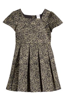 Nordstrom Kids' Metallic Jacquard Party Dress in Black And Gold Floral