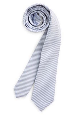 Nordstrom Kids' Mini Stripe Silk Blend Oxford Tie in Oxford Mini Light Blue Stripe