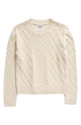 Nordstrom Kids' Mix Stitch Cotton Crewneck Sweater in Ivory Egret
