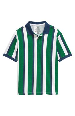 Nordstrom Kids' Organic Cotton Polo Shirt in Green Verdant Prep Stripe