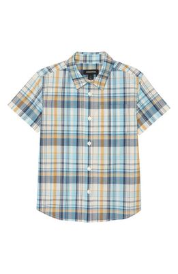 Nordstrom Kids' Poplin Button-Up Shirt in Blue- Ivory Plaid