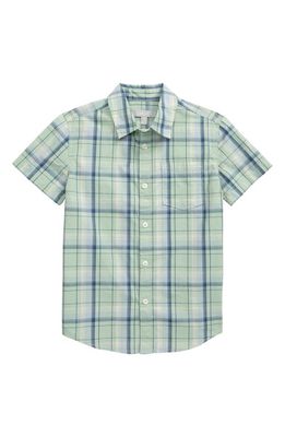 Nordstrom Kids' Poplin Button-Up Shirt in Green Pale Jade Plaid