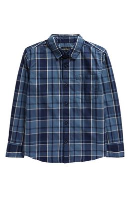 Nordstrom Kids' Poplin Button-Up Shirt in Navy Peacoat Plaid