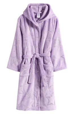 Nordstrom Kids' Print Hooded Robe in Purple Betta- Silver Foil Star