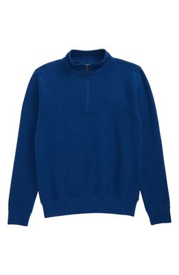 Nordstrom Kids' Quarter Zip Cotton Sweatshirt in Blue Caspia