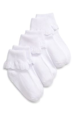 Nordstrom Kids' Scallop 3-Pack Socks in White