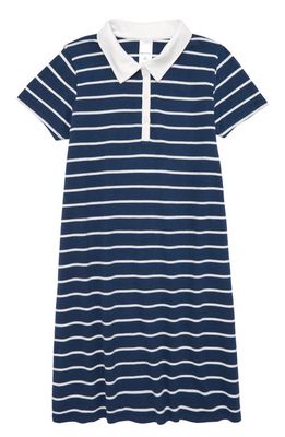Nordstrom Kids' Stripe Cotton Blend Polo Dress in Navy Denim Stripe