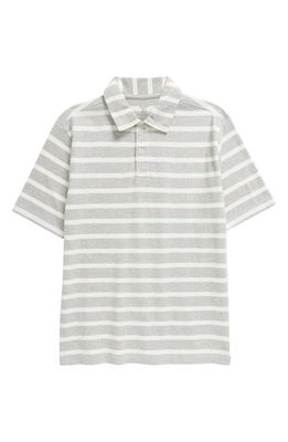 Nordstrom Kids' Stripe Cotton Polo in Grey Heather- Ivory Pinstripe