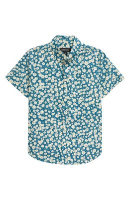 Nordstrom Kids' Tilden Print Button-Down Shirt in Teal Aegeans Dense Daisy