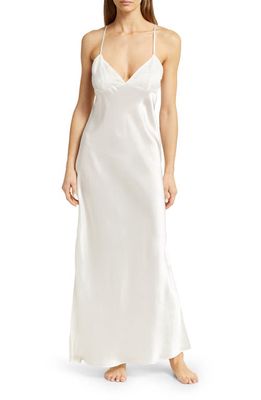 Nordstrom Lace Trim Washable Silk Nightgown in Ivory Cloud