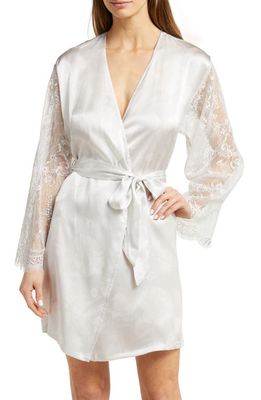 Nordstrom Lace Trim Washable Silk Robe in Grey Fog Bridal Blooms