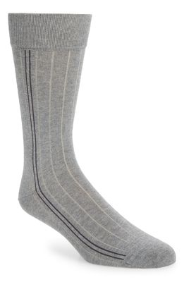 Nordstrom Lightweight Rib Socks in Grey Heather Stripe