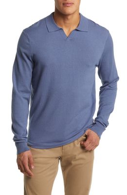 Nordstrom Long Sleeve Johnny Collar Polo Sweater in Blue Bijou