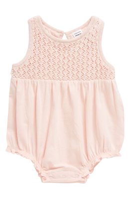 Nordstrom Lullaby Open Stitch Yoke Cotton Bubble Romper in Pink Lotus
