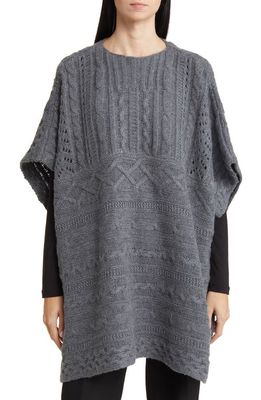 Nordstrom Luxe Cable Wool & Cashmere Poncho in Grey Dark Heather